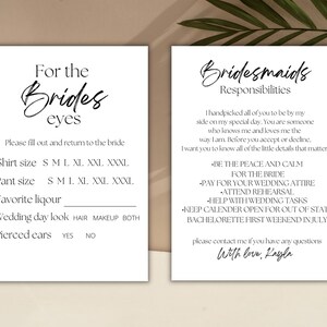 for the brides eyes| bridesmaids bundle | digital template | instant download | bridesmaids responsibilities