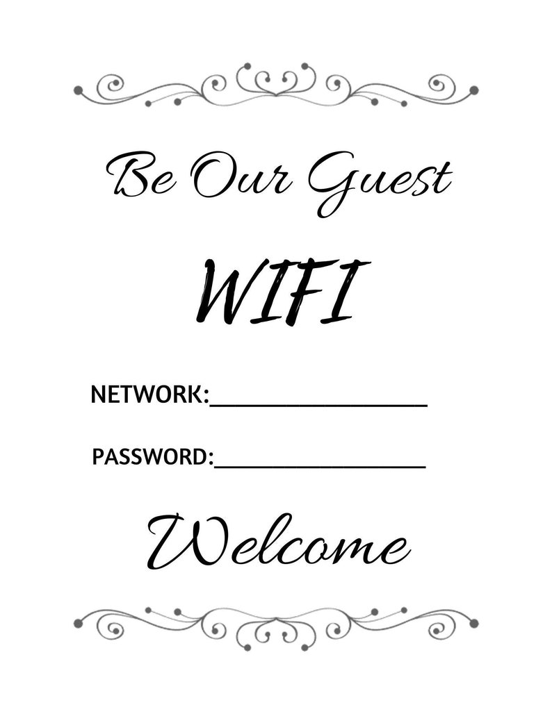 Be Our Guest Wifi Printable Picture Frame Wifi Printable | Etsy