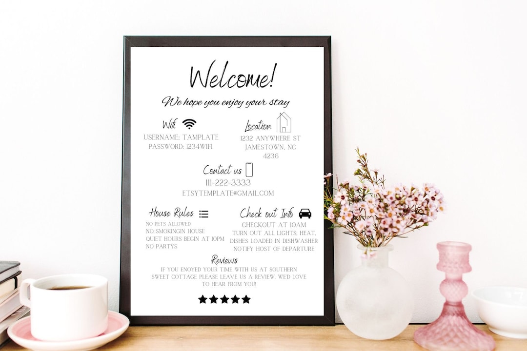 Airbnb Information Printable | Digital Template | Customizable | Rental ...
