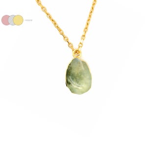 Prehnite Slice Connector Necklace, 14k Gold Filled Layering Choker, Gemstone Slice Necklace, Layering Jewelry, Minimalist Necklace,