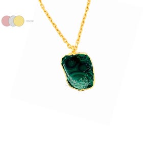 Malachite Slice Connector Necklace, 14k Gold Filled Layering Choker, Gemstone Slice Necklace, Layering Jewelry, Minimalist Necklace,