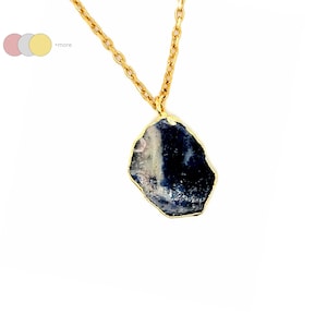 Sodalite Slice Connector Necklace, 14k Gold Filled Layering Choker, Gemstone Slice Necklace, Layering Jewelry, Minimalist Necklace,
