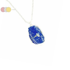 Lapis Lazuli Slice Connector Necklace, 14k Gold Filled Layering Choker, Gemstone Slice Necklace, Layering Jewelry, Minimalist Necklace,