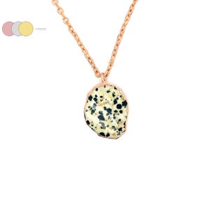 Dalmatian Jasper Slice Connector Necklace, 14k Gold Filled Layering Choker, Gemstone Slice Necklace, Layering Jewelry, Minimalist Necklace,