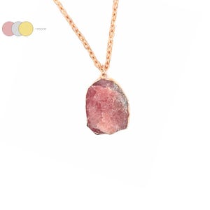 Rodochrosite Slice Connector Necklace, 14k Gold Filled Layering Choker, Gemstone Slice Necklace, Layering Jewelry, Minimalist Necklace,
