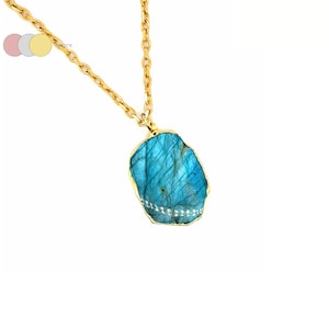 Raw Stone Necklace, Dainty Crystal Necklace Jewelry, Minimalist Gold Dip Pendant, Moonstone Pendant, Gift for her