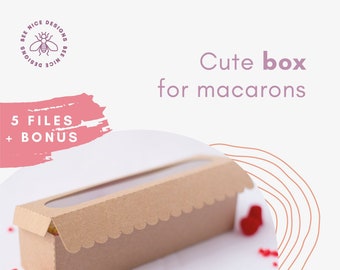 Long box for macarons template - 5 Files