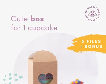 Cute box for cupcake template - 5 Files