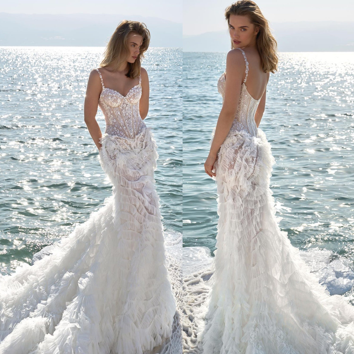 Sparkly Mermaid Wedding Gown Corset Mermaid Bridal Dress Custom