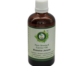 Aceite de mostaza Aceite portador de mostaza pura Brassica Juncea 100% puro y natural prensado en frío sin refinar para el control de peso por R V Essential