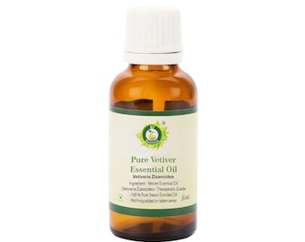 Vetiver Oil Pure Vetiver Essential Oil Vetiveria Zizanoides 100% Pure and Natural Steam Distilled Therapeutic Grade By R V Essential