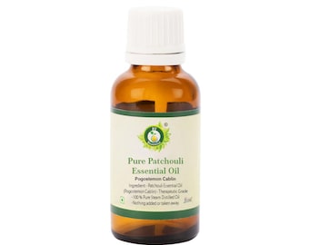 Aceite de pachulí Aceite esencial de pachulí puro Pogostemon Cablin 100% puro y natural destilado al vapor grado terapéutico por R V Essential