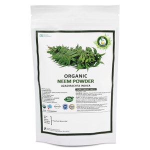 Bio-Neem-Pulver Azadirachta Indica Neem-Blattpulver für Zahn USDA-Bio-zertifiziertes ayurvedisches Kräuterergänzungsmittel von R V Essential