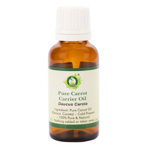 Carrot Oil Pure Carrot Carrier Oil Daucus Carota 100% Pure and Natural Cold Pressed Unrefined For Skin For Hair By R V Essential