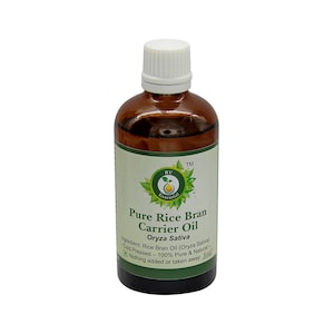 Aceite de salvado de arroz Aceite portador de salvado de arroz puro Oryza Sativa 100 % puro y natural, prensado en frío, sin refinar, para eliminar el maquillaje, de R V Essential