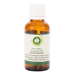 Khus Oil Pure Khus Essential Oil Vetiveria Zizanioides 100% Pure and Natural Steam Distilled Therapeutic Grade R V Essential