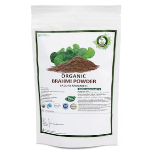Organic Brahmi Powder Bacopa Monnieri Brahmi Leaf Powder For Hair USDA Organic Certified Ayurvedic Herbal Supplement By R V Essential