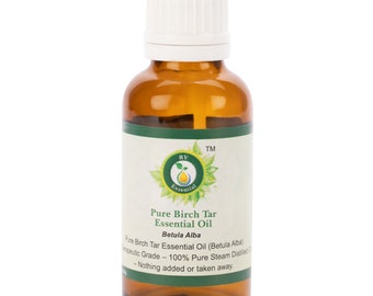 Aceite de alquitrán de abedul Aceite esencial de alquitrán de abedul puro Betula Alba 100% puro y natural destilado al vapor grado terapéutico para el cabello por R V Essential