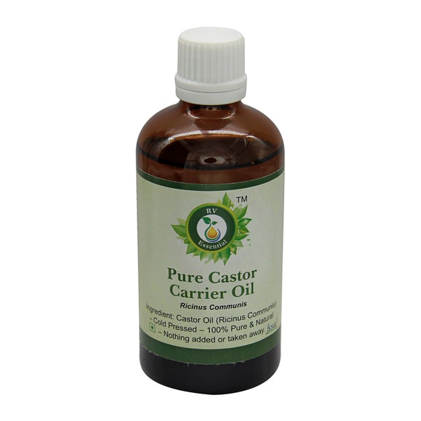 Castor Oil Pure Castor Carrier Oil Ricinus Communis 100% Pure and Natural Cold Pressed Unrefined Promotes Hair Growth By R V Essential