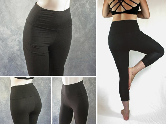 Leggings With High Waist. Wide Waistband. Organic Bamboo Super