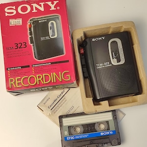 Sony TCM-323 Cassette-Corder - Vintage Portable Tape Recorder with Mic & Speaker Sony Tested Sony Cassette-Corder Voice Recorder MINT