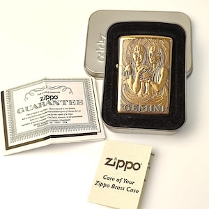 ZIPPO BRASS Gemini vintage rare 1999 limited zippo lighter Gemini zodiac ZIPPO Barrett Smythe emblem Vintage Zippo Lighters