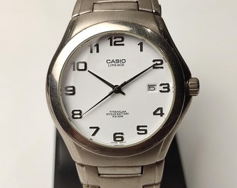Titanium Watch CASIO LINEAGE 2719 LIN-168 Titanium 5bar Date Casio DV2719 Casio Water resist Vintage Casio Japan Men's Watch