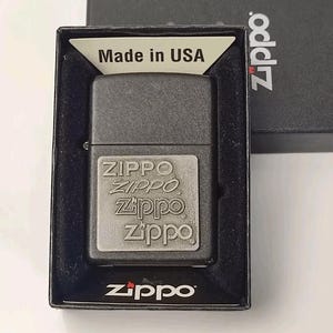 ZIPPO Windproof Lighter Black Crackle Logo Zippo Lighter 2006