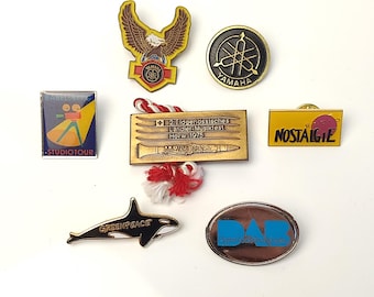Vintage Music Pin Badges Metal - Yamaha, DAB Radio, Nostalgia - Lot of 7