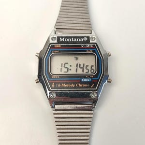 Montana Digital Melody Watch Vintage Quartz Wristwatches 1990s LCD Alarm Chrono