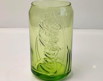 Coca Cola Dose Glas Grün Vintage Cola Geprägtes Sodaglas Seltenes Sammlerstück Trinkgeschirr