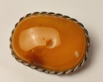 旧ソ連バルト海産天然琥珀・ハニーアンバー　チョーカー＆葡萄房ブローチ バルト海産琥珀ブローチ ハニーオーバル ヴィンテージ ソ連時代 天然