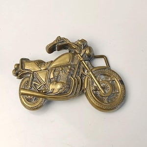 Motorcycle Buckle Vintage 1979 Baron Brass Motorcycle Belt Buckle SOLID BRASS Motorcycle Biker Chopper Moto Belt Buckle