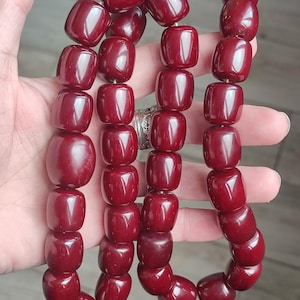 Cherry Bakelite Faturan Beads Necklace BIG dark Cherry Bakelite beads 180 Grams Vintage Necklace Bakelite Rosary Beads