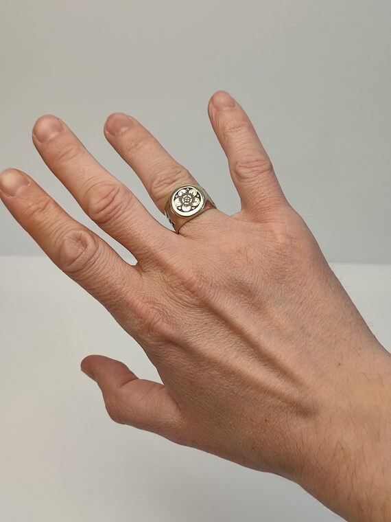 Kubachi Silver 875 Ring USSR Niello Floral Signet Ring Vintage