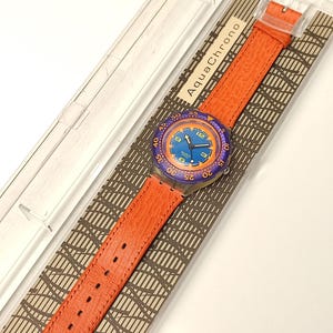 Swatch Watch in box Swiss Watch Diver Swatch Orange 1990s Vintage Swiss Watch