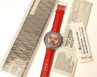 Swatch Aqua Chrono Twenty Four 1990s Vintage Swiss Chronograph Watch with Box & Papers