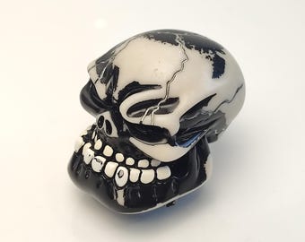 Pomo de palanca de cambios con calavera vintage: Mango de palanca de cambios de resina hecho a mano