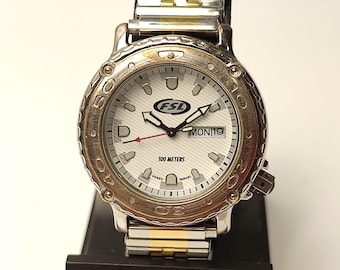 Diver Watch Fossil FSL FL 2120 Diver Watch Silver Steel Band Water Resist 100m FSL quartz Diver Watch day/date