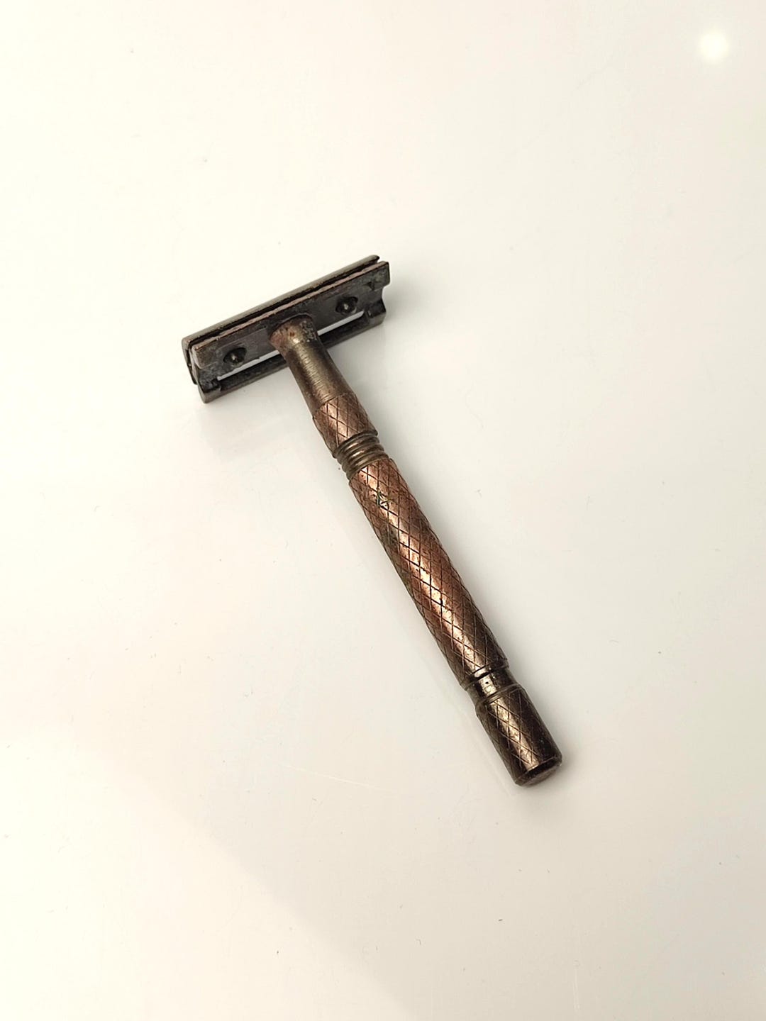 4s Razor Vintage Vintage Metal Safety Razor Brown Patina Three Piece Classic Shaver ...