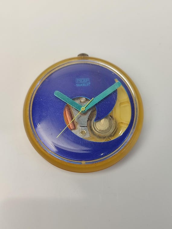 Swatch Pop Swatch Skeleton Vintage Watch Module Blue Dial Yellow