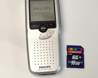Philips Digital Voice Recorder Pocket LFH 9370/00 - Vintage Voice Recorder Dictation Device USB SD 16GB