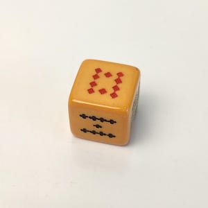 Vintage Faturan Bakelite Dice – Boho Dice Decor – Fortune Game Prop – Old World Gaming Bakelite Decor Dice Yellow