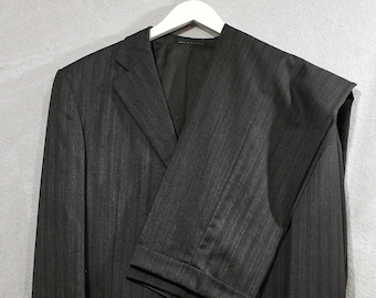 ERMENEGILDO ZEGNA Vintage Wool Grey Thin Striped Men Suit - Made in Switzerland
