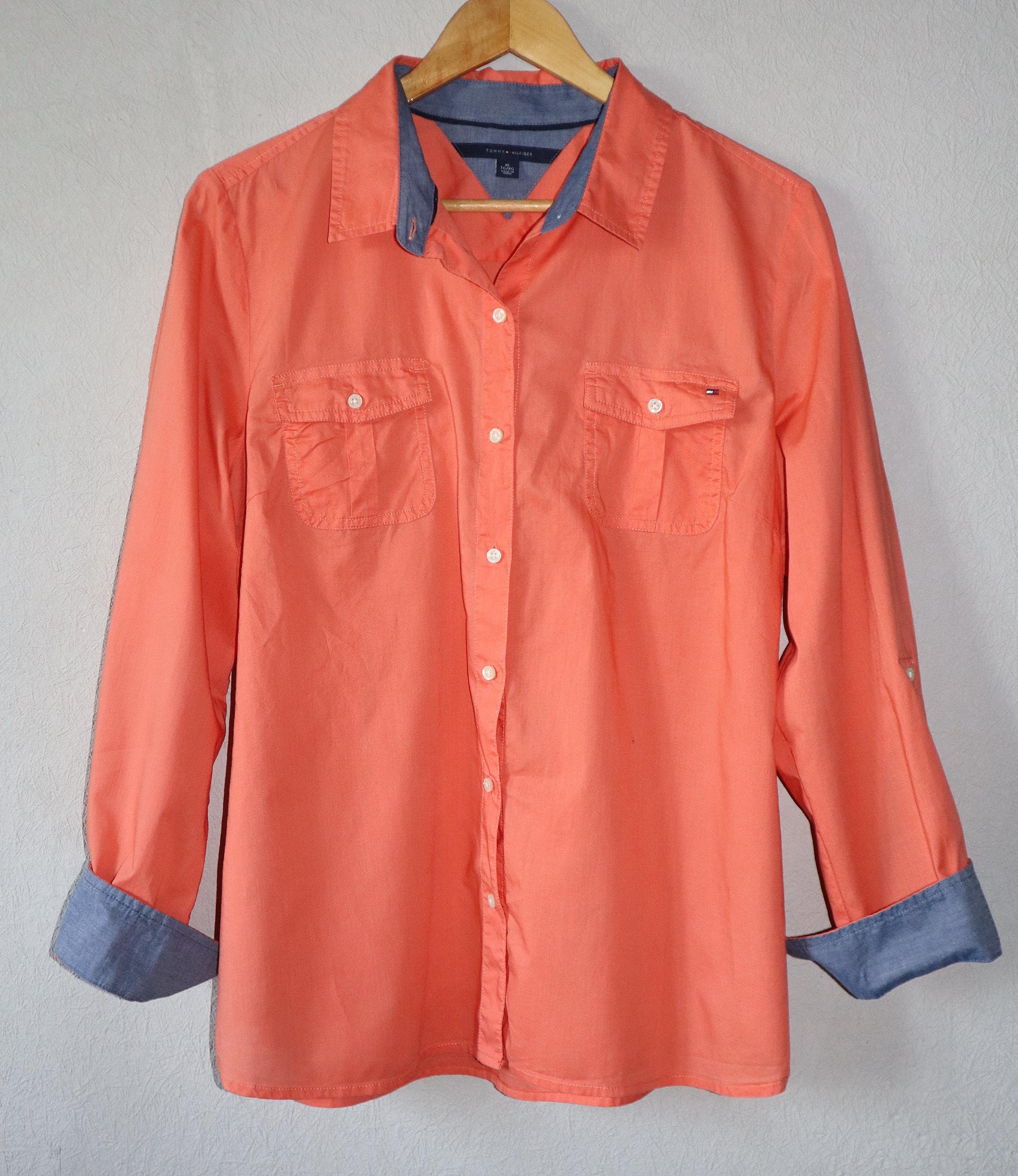 Orange tommy hilfiger shirt hot sale
