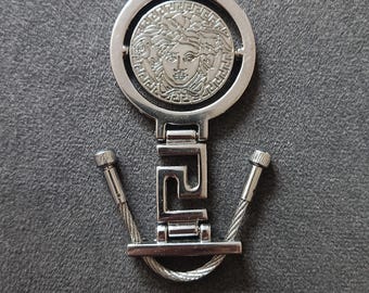 VERSACE Medusa Vintage Keychain Y2K Luxury Metal Key Ring Made in Italy