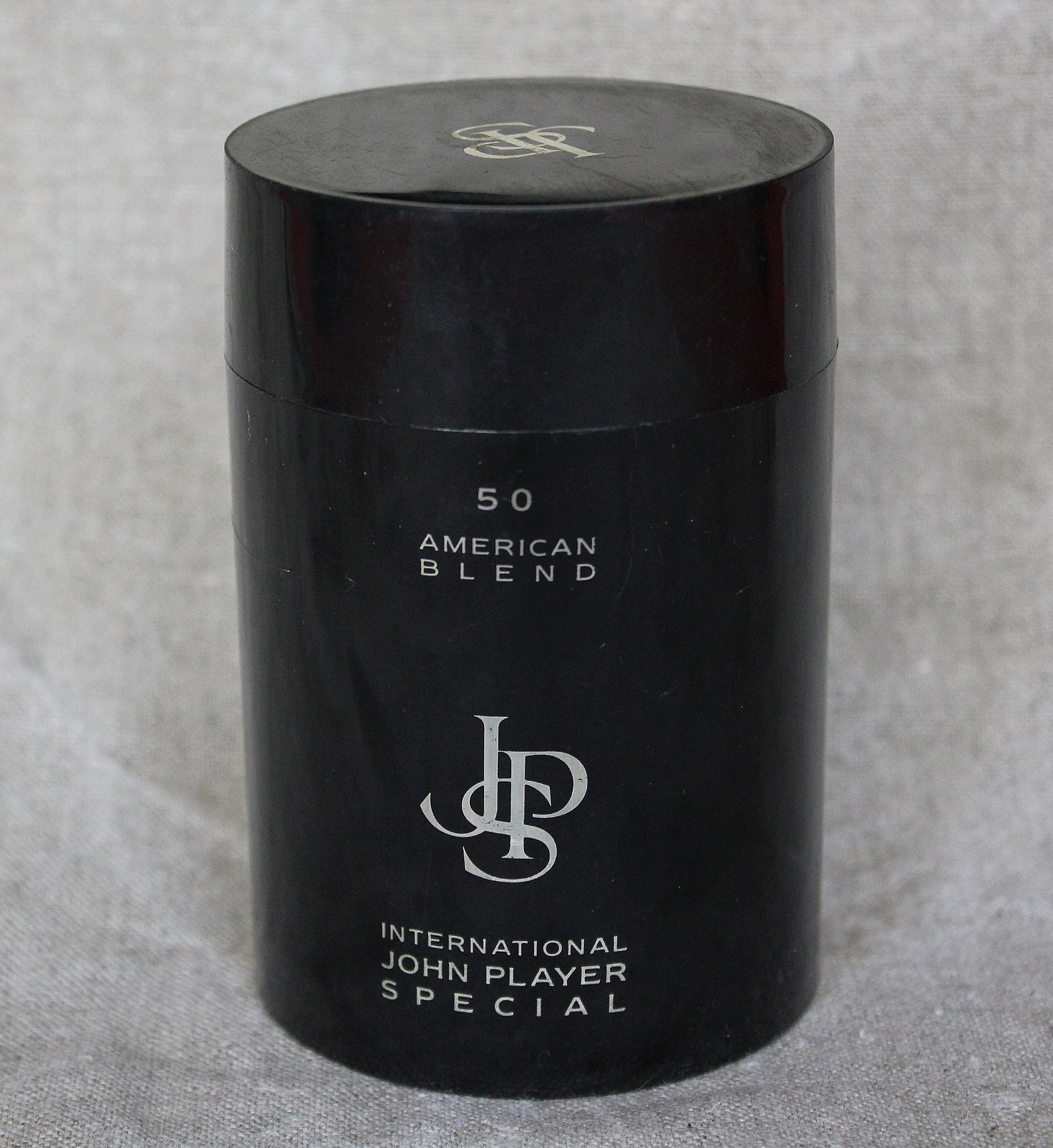 JPS John Player Special Vintage Retro Cigarette Black Gold Cylindrical Box  Container