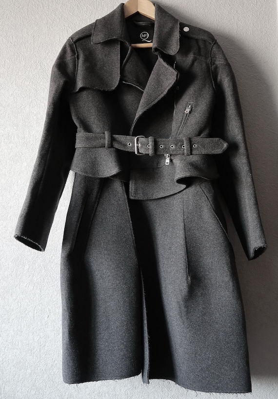 Alexander Mcqueen Vintage Grey Wool 3in1 Coat Jacket Skirt Rare 