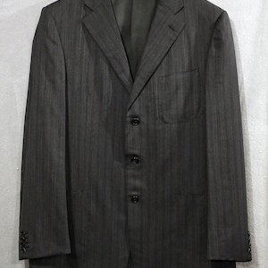 ERMENEGILDO ZEGNA Su Misura Vintage Men&#39;s Suit 100% Wool Grey with Thin Stripes Made in Switzerland
