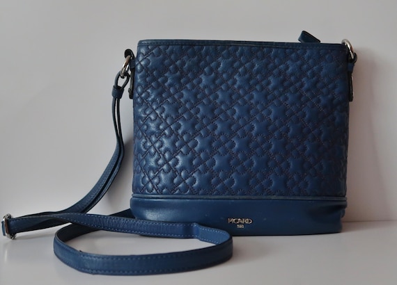 PICARD Vintage Blue Leather Crossbody Shoulder Women BAG